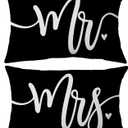 Voatok Mrs. and Mr. Throw Pillow Case Set of 2, 12 x 20 inch Home Decor Black Cushion Cover, Wedding Gift, Funny Couple Gift, Couples' Gift Ideas, Wedding for A Couple
