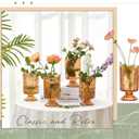9 Set (H:7 Inch W:4 Inch) Flower Crystal Glass Vases Embossed Pedestal Vases for Centerpieces Hydroponic Glass Transparent Bottle for Home Office Wedding Dining Table Party (Amber)