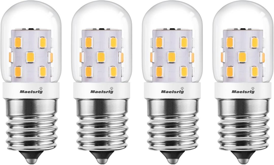 Maelsrlg Microwave Light Bulbs Under Hood 40W Equivalent, E17 LED Bulb Dimmable for Range Hood, 3W 380 Lumens, LED Appliance Light Bulb Over Stove, Warm White 3000K, 4 Pack