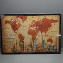 Large World Map Wall Art for Living Room Big Map Wall Decor Travel Cityscape Pictures Nautical Canvas Prints Painting Places of Interest Artwork Decoration for Bedroom Office Framed Gifts 30"x60"