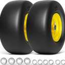 13x6.50-6 Lawn Mower Tires Flat Free, Zero Turn Mower Front Tires for Residential and Commercial, 13x6.5-6 Flat Free Tire and Wheel, 3/4" & 5/8" Bearing, 3.25"-7.65" Center Hub, 2Pack Yellow