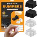 Rubber Feet for Electronics 40PCS Tall Square- Clear+Black Rubber Bumpers Self Adhesive, Adhesive Rubber Feet for Cutting Board, Speakers, Laptop, Appliances 0.78" x 0.38"