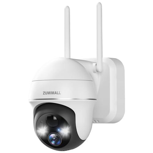 ZUMIMALL Security Cameras Wireless Outdoor, 360°View, 2K Battery Powered Cameras for Home Security, 3MP Color Night Vision, 2-Way Talk, IP66, AI Analysis, Cloud Storage, Alexa