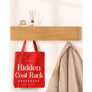 OLEEK Wall Coat Rack - Wall Shelf with Hooks - entryway Hooks - entryway Shelf - Modern Coat Rack - Wooden Coat Rack Wall Mount for Home Decor - Wooden Mount for Home Decor - Coat Hanger Wall Mount (Beige)