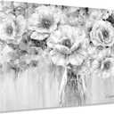 Peony Flowers Canvas Wall Art, Black and White Floral Pictures in Vase for Living Room Bedroom Decor 32 x 24