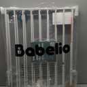 Babelio Baby Gate for Stairs, Kitchen & Doorways, 26-43" W 28" H No Bottom Bar| Easy Installation| One-Handed Operation| Auto-Close| Hardware Mount (Drill Needed) Safety Dog/Pet Gate Indoor (White)