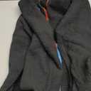 Nirovien Womens Fuzzy Fleece Jacket Colorblock Sherpa Jackets Shawl Winter Coats with Pockets Warm Outwear (Medium, Black Blue)