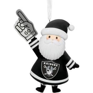 Hallmark Christmas Ornament, NFL Las Vegas Raiders Santa Fan Ornament, Gifts for Sports Fans
