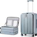 Hanke 24 Inch Checked Luggage with Spinner Wheels PC Hard Shell Suitcases Top Open Aluminum Frame Travel Luggage Rolling Suitcase for Woman Men.(Grey)