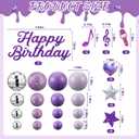 Leinuosen 76 Pcs Kpop Cake Topper Popular Singer Birthday Cake Decoration with Purple Disco Balls Pop Music Birthday Party Decoration Kpop Theme Party Supplies