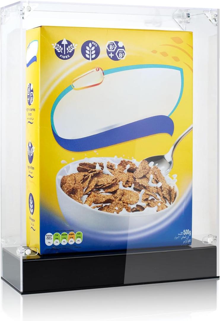 Cereal Box Display Case, 10.6 x 4 x 13.7 Clear Acrylic Display Box Memorabilia Display Case & Storage Sports