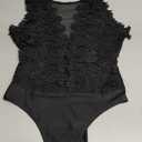 RARITYUS Women Sexy Lace Bodysuit Jumpsuit See Through Mesh Sleeveless/Long Sleeve Tops Swimsuit for Party Outfit Size M