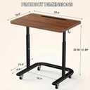 BUYIFY Height Adjustable TV Tray Table on Wheels - Rolling Laptop Desk for Bed & Sofa - C Shaped Side Table for Recliner, Small Spaces & Walking Pad-Dark Walnut- FRD1