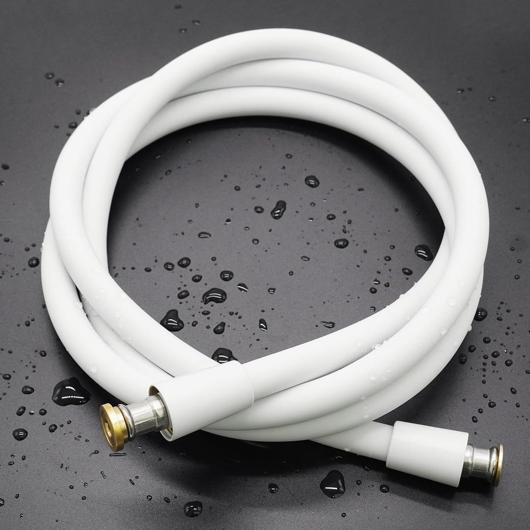 Shower Hose Extra Long, Ultra-Soft Silicone Shower Hose Replacement, Anti-Kink Designed Handheld Shower Head Hose Extension with Brass Insert and Nut, 79 Inches, White