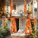 Seenelling 4 Pack Porch Swing Bed Rope Hanging Kit with Fall Maple Leaf Garland Decoration, 800 lbs Adjustable Heavy Duty daybed Swing Rope Straps for Porch Thanksgiving Garden Playground,10ft Length