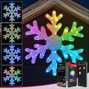 31-inch RGB Smart Hanging Snowflake Lights Outdoor, APP & Remote Control DIY Color Changing LED Lights, Music Sync, Multi-Device Group Control Dimmer, Timer, Christmas Decor for Window, Wall, Yard, Patio