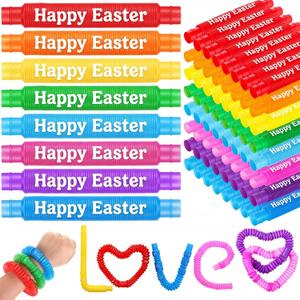 Skylety 16 Pack Easter Party Favors Supplies for Kids Pop Tubes Sensory Toy Relief Stress for Kids Boys Girls Easter Basket Stuffers Student Gifts Classroom Prizes Accessories