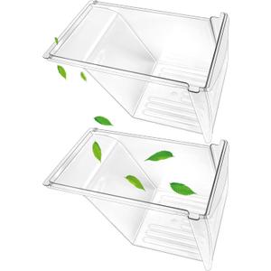 [2 PACK] Upgraded 240337103 Refrigerator Crisper Drawers Bins Compatible with Frigidaire Drawer Replacement 240337102 Kenmore Refrigerator Drawer,Frigidaire Crisper Drawer Replacement Fridge Drawer
