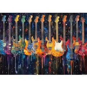 Adult Entertainment Jigsaw Puzzle 1000 Pieces Guitar Splash Ink Interesting Parent Family Entertainment Leisure Fun Interactive Wooden 20x28in