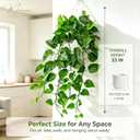 Trailing Artificial Pothos Plant with Ceramic Pot, Potted Faux Greenery with Adjustable Drooping Vines,Fake Houseplant for Home Office High Shelf, Cabinet Top & Vertical Indoor Decor (White Pot)