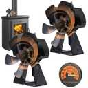 Flanagan 2 PCS Fireplace Fans, 6 Blades Stove Fan,7in Log Burner Fan Heat Powered Fireplace Fan for Wood Burning Stove/Log Burner/Fireplace(Include Magnetic Thermometer)
