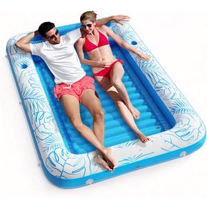Inflatable Tanning Pool Lounger Float - Jasonwell 4 in 1 Sun Tan Tub Sunbathing Lounge Raft Floatie Toys Water Filled Bed Mat Pad for Kids Adult Blow Up Kiddie Ball Pit Pool (XL)