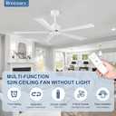 52 Inch 5 Blade Ceiling Fans without Light and Remote Control, Quiet Reversible DC Motor, 6-Speed, Industrial Ceiling Fan for Home Kitchen (White)