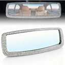 Bling Rhinestone Rearview Mirror, Car Interior Clip-on Rear View Accessories Decorations Panoramic Rear View Mirror with Bling Rhinestones Crystal Diamonds Edge for SUV, Truck