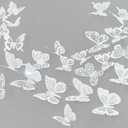 Ewong 3D Butterfly Wall Decor 72Pcs, 10 Styles Black White PVC Butterfly Theme Decoration Birthday Party Cake Wall Decal Removable Home Room Bedroom Bathroom Art Sticker Murals (White)