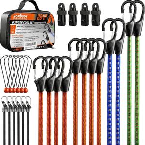 HORUSDY 28-Piece Premium Bungee Cords with Hooks, Includes 10, 18, 24, 36, 48, Bungee Cord Assortment (10 to 48 Inch)