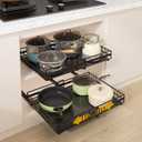 REALINN 2 Pack Pull Out Cabinet Organizer, Expandable(12"-20") Slide Out Drawers 3 Slide Rails Fix with Adhesive or Screw, Roll Out Shelves for Kitchen Cabinet Organization, Black (8cm)