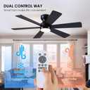 Asyko 46" Low Profile Ceiling Fan with Light and Remote Control,Black Modern Flush Mount Ceiling Fan with Lights for Bedroom, Reversible, Dimmable, Noiseless