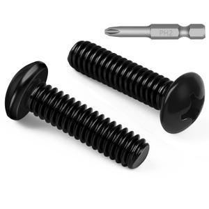 50 PCS #8-32 x 1 Phillips Pan Head Machine Screws, Round Head Machine Screw Bolts, 18-8 Stainless Steel (304), Full Thread, Black Coating