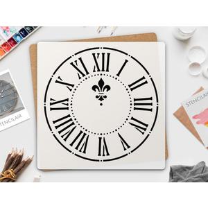 Roman Numeral Clock Stencil  Reusable Large Stencil for DIY Wall Clocks, Furniture Painting, Vintage Decor, Farmhouse Crafts  Laser Cut Clock Face Template 20x20 Inch