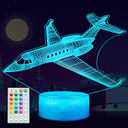Airplane Night Light, 3D LED Optical Illusion Airplane Lamp with Remote Control and Timer, Christmas and Birthday Airplane Gifts for Men Boys Kids
