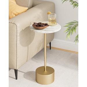 Drink Table Pedestal, Round Side Table, Drink Tables for Small Spaces, Pedestal End Table, Small Pedestal Table (Gold)
