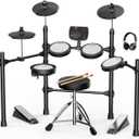 AiJoy Electric Drum Set with Quiet Mesh Pads, 5 Drums, 3 Cymbals, Dual-Zone Snare, USB MIDI, Intelligent Sound Module, Drum Throne, Headphones, Sticks, 25 Kits & 195+ Sounds for Beginners & Adults (ADD20)