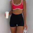 LASLULU Sexy Sports Bras for Women V Neck Sleeveless Padded Bra Workout Yoga Crop Top (Red, XL)