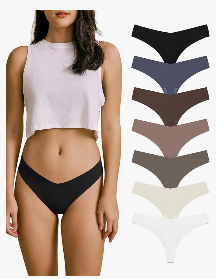 SHARICCA Women No Show Seamless Underwear Thong Invisible Soft Panties Multi Pack, Size -S