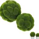 Moss Balls Decorative for Bowls 2 Pcs Artificial Faux Green Moss Balls for Vase Fillers, Centerpiece, Table Arrangement, Wedding Decor, DIY Crafts (3.9" + 4.7")