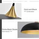 17.7" Large Pendant Light Fixtures, Dome Black and Gold Pendant Lights,Adjustable Pendant Lamps for Dining Room,Kitchen Island, Black and Gold + 18in