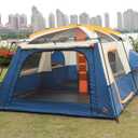 KTT Extra Large Tent 12-14 Person,Family Cabin Tents,2 Bay-Windows,2 Rooms and 3 Doors 3 Windows with Mesh,Waterproof,Straight Wall,Double Layer,Big Tent for Outdoor,Picnic,Camping, 10-12 person