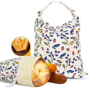 2 Pack Beeswax Bread Bags - 17x13 Inch Reusable Bread Storage Bags, Bees Wax Lined Bread Bags for Home Cooks fresh bread storage Easy Clean (Berry)