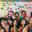 2 x 8 Strings Mardi Gras Hanging Garlands Glitter Green Purple Gold Circle Dots Garland Fat Tuesday Masquerade Paper Banner Hanging Ornaments for Backdrop Carnival Party Decorations - Single Sided