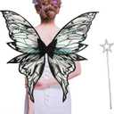 Fairy Wings for Adults Women 31.5"x29.5" Fairy Costume Set Large Butterfly Wings for Halloween Party