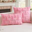 Artscope Easter Bunny Pillow Covers 12x20 Set of 2 Decorative Easter Rabbit Throw Pillow Cases Soft Plush Faux Fur Couch Cushion Case for Holiday Sofa Bed Room Home Decor-Beige