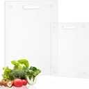 JAMBALAY Tempered Glass Cutting Boards with Handle, 2Pcs Glass Cutting Boards for Kitchen, 12"x16" & 8"x12" Clear Cutting Board Set, with Non Slip Foot, Heat and Scratch Resistant, Shatterproof
