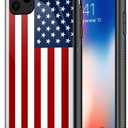 CARLOCA Compatible with iPhone 11 Case, Red and Blue American Flags, Graphic Design Shockproof Anti-Scratch Hard Back Case for iPhone 11