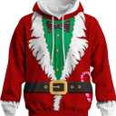 Funny Christmas Hoodie for Men Women Santa Claus Costume Hoodies Sweatshirt (Large)