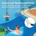 2PCS 10' Foam Water Pad Mat Bungee Cord, Floating Mat Bungee Cord with 2 Stainless Hooks, Floating Water Mat Tether, Foam Lake Mat Cord Secure Mooring Prevent Drifting Away